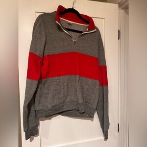 HOMAGE Gray and Red Zip-Up Sweater